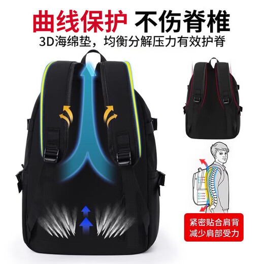Huili Schoolbag männliche Junior High School und High School College-Schüler Rucksack hochwertiger Kapazität Computer Rucksack Leichtes Freizeit-Reisetasche Schwarz große Größe [verbesserter Reißverschluss + verstärkter Schultergurt]