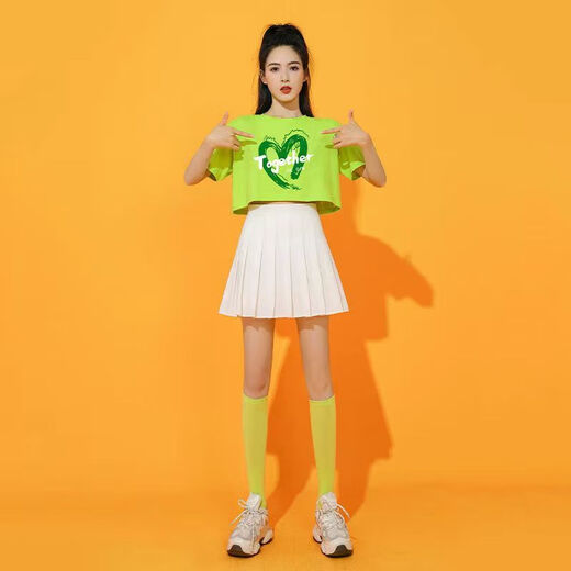 Jazz Dance Costume Cheerleading Costume Women's Suit Dancing Korean Women's Team Suit Adult Middle School Students' Performance Costume 9889 Red + 569 Pants + E M Recommended 90-105Jin [Jin equals 0.5 kg]