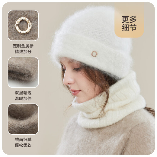 JIUMU pure cashmere warm woolen hat autumn and winter brushed knitted hat cold hat winter hat winter outdoor cold-proof hat women winter