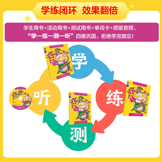 Fun English Student Pack Level 2 Study Book + Activity Book + Test Book + Vocabulary Cards (set of 3 volumes in total, click-to-read version, with 3 CDs)