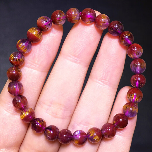 
Zhuxin Natural Aurora 23 Crystal Aurora Bracelet Gold Titanium Crystal Tooth Purple Red Cornucopter Red Pyramid-shaped Men's and Women's Bracelet Champagne 15265 15mm Aurora 23 Crystal