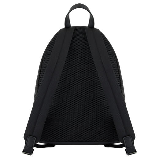 Emporio Armani JACQUARD Brand Classic Printed Zipper Close Cotton Backpack Men's Black Basic Pack (Bake + Dust Bag)