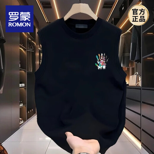 РОМОНСКИЙ КИТАЙСКИЙ СТИЛЬ ЧЕРНЫЙ МУЖНЫЙ ЖИЛЕТ 2025 Summer Wear Pure Cotton Lazy без рукавов.