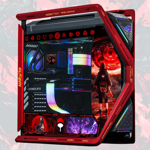 Asus (ASUS) ROG GR701 Creation God Case Snow Blowing Case EVA Asuka Co-branded Desktop Case ARGB Light Board Full Tower Custom Case White Case Power Water Cooling Set Naruto Theme (Black and Red Creation God + Light Board)