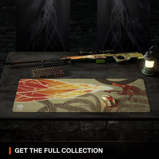 SteelSeries wireless gaming mouse + mouse pad set <Counter-Strike 2> Dragon Legend Edition set is suitable for FPS, action, role-playing game types. The design is based on the legendary skin mouse + mouse pad in <Counter-Strike>