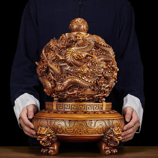 [6190 Menschen sammeln] Die neun Turn-Qiankun-Ding-Ornamente laufen, wenn sie Wohlstand anziehen. Das Büro des Wohnzimmereingangs -Chefs ist mit großer Größe (Rosandalwood Color) [Drehzahl] ca. 48 High ausgestattet