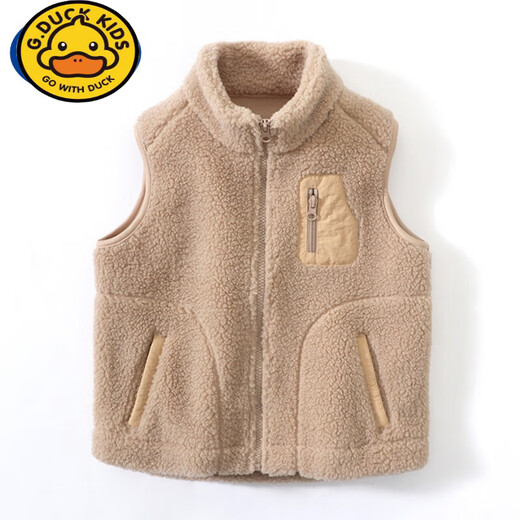 G.Duckkids Jungen plus Pelzweste 2024 Herbst mittelgroße Kinder verdickte Weste Eltern-Kind-Kleidung Weste Reißverschluss Jacke Dunkelgrau 150 (Referenzalter im Alter von 10 bis 11 Jahren)