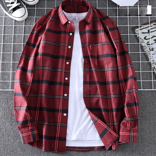 GTYUWVG Spring and Summer Molding Camisa de manga larga Camisa coreana a cuadros de gran tamaño para la tendencia de los hombres y jóvenes de mediana edad M655 38