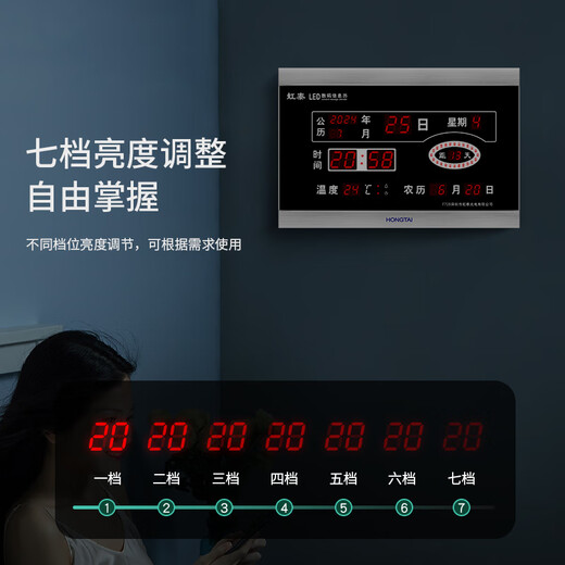 Hongtai (Hotai) LED Elektronische Uhr Moderne Perpetual Kalenderprojekt Abschluss Countdown für die College-Aufnahmeprüfung und die Aufnahmeprüfung der High School Safe Operation Days F728 F728A-06 Schwarz