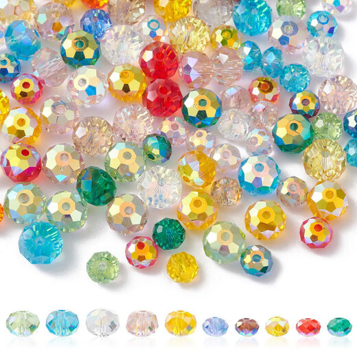 New product 6/8mm AB color plated flat beads glass beads DIY beaded bracelet necklace jewelry accessories cut loose beads 6mm mixed color about 50 pcs/pack