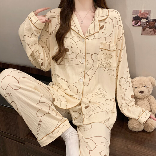 Antártico Gentle Girl Girl's Heart Cardigan Pajamas se puede usar afuera en la primavera Nuevo ropa de tela arrugada de ropa de manga larga KK3523# M 170 [sugerido 80-100Jin [Jin iguala 0.5 kg]]]