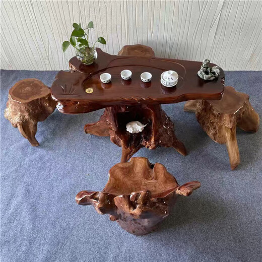 Shantoulin Village Root Carving Tea Table Small Apartment Solid Wood Tree Root Log Small Tea Table Household Living Room Balcony L1047