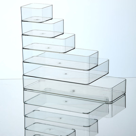咏幻桌面收纳盒透明亚克力窄长条长方形化妆品文具工位厨房镜柜神 4877侧U透明篮中长1个PT高透明