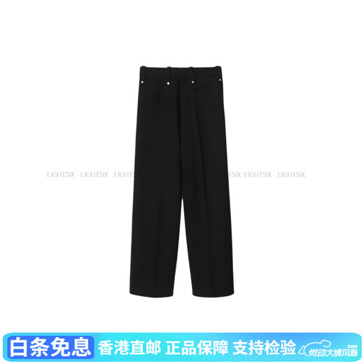 博柏利（BURBERRY）时尚百搭 SS24 纯色拉链宽松直筒休闲裤 女款 黑色 黑色 均码 2