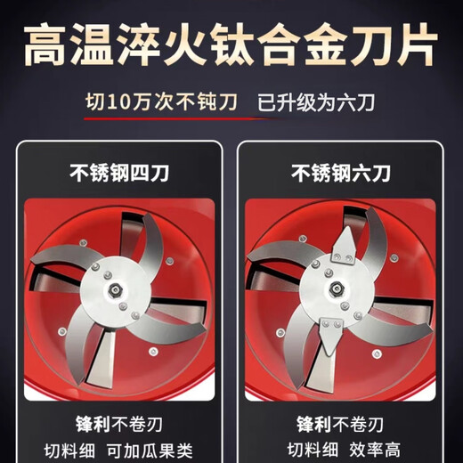 Vegetable shredder, vegetable grinder, chicken, duck and goose breeding, grass shredder, household grass cutting machine, melon and fruit crusher, pig grass machine, iron six-knife with 3kw copper core motor