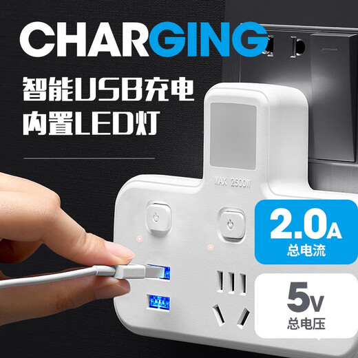 Kangjiafu Convertisseur Panneau de socket de convertisseur Panneau ménage sans fil avec USB One-tour de deux-trois plug multifonction multi-trous multi-trous 9922 bits commutateur à contrôle avec USB