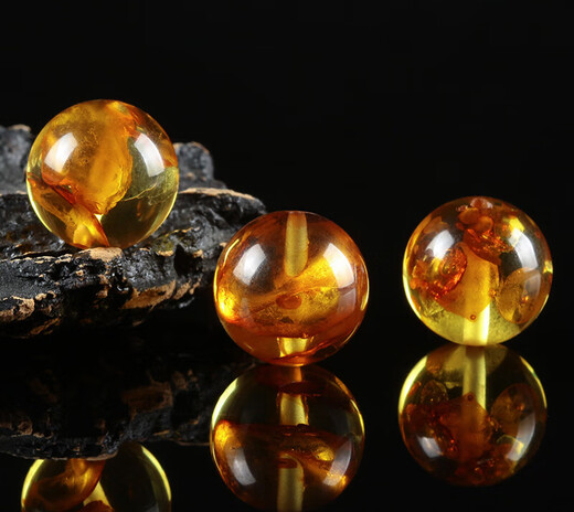 Chuxu Natural Flower Amber Beads Single Amber Beeswax Bracelet Men's Star and Moon Bodhi Beads Accessories Wenwan Buddha Beads Spacer Beads 6mm/piece (small hole)