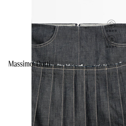 Massimo Dutti Herbst Neues Produkt 2025 Frauenkleidung Retro Denim Denim Simple Commuter Style Box Falten -Jeansrock 05201601 Dunkelblau XS (165/66A)
