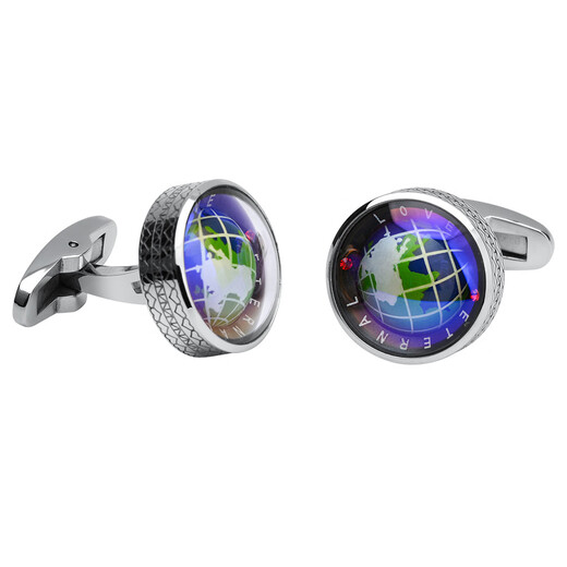 Nosskiss International Luxusmarke Hemd Blau rotierende Erde Französische Manschettenknöpfe Herrengeschäft französische Geburtstagsgeschenkgeschenke Business Glass Cover Erde Erde