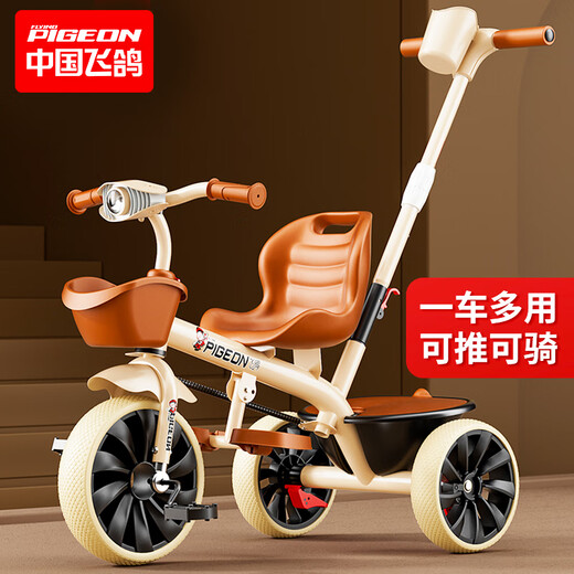 Flying Pigeon children's tricycle balance scooter for boys and girls transportation gift stroller baby three-wheel toy car stroller khaki hand push aviation wheel