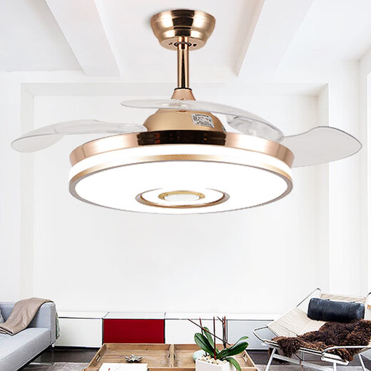 Opple lighting Bluetooth music audio ceiling fan light integrated invisible fan light dining bedroom living room with electric fan chandelier 9906 white 42-inch light conversion-frequency dual control-6 gear