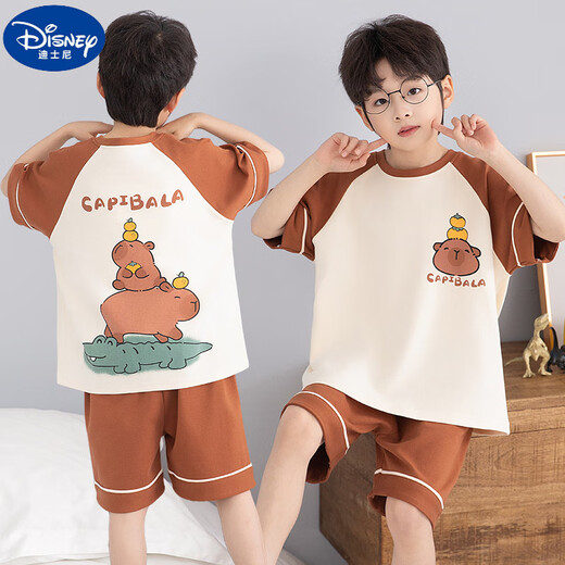 Disney children's pajamas summer thin loose breathable short sleeve shorts two-piece set boy cute cartoon home clothing suit TN-short round-693# Come on, reader 170 size 8 recommended height 90-103CM