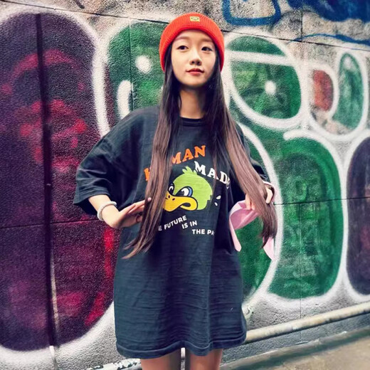 Lee Kids Japanische amerikanische trendige Marke Human Dragon Jahr Limited Kurzärmelige Männer Paar Sommer Cartoon Tier T-Shirt Frauen Top 3892 Black M