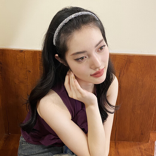 Hua Shi can break the hair and arrange the artifact drill headband for women with bangs hair non-slip headband short hair hairpin 2023 new style 3# random diamond toothed headband - silver