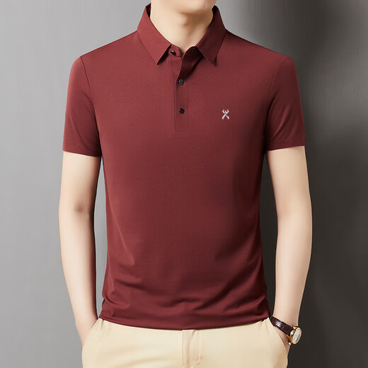 Jinba Men's Clothing (K-Boxing) Jinba Brand Men's Short Sleeve T-shirt Mulberry Silk Summer Casual Lapel Men's Polo Shirt [Diamond Green] 699 L 175/92A