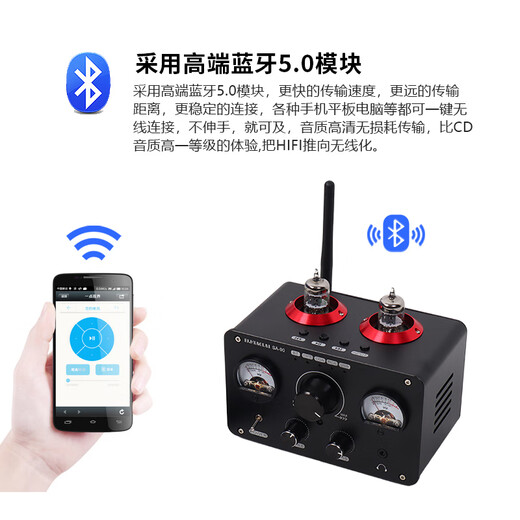 PJ.MIAOLAI  SA-90家用发烧级胆机大功率功放机U盘蓝牙5.0 HiFi电子管小型音频功率放大器前胆后石 发烧级电子管