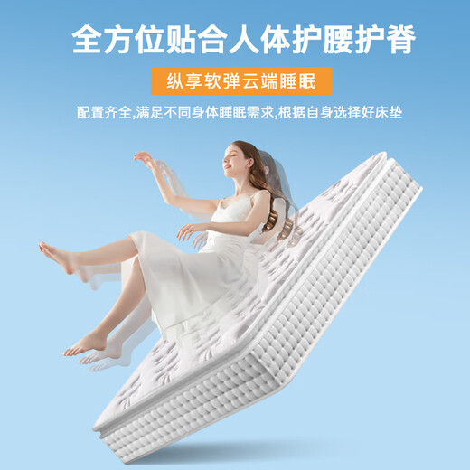 海马菁英席梦思压缩卷包床垫五星级酒店天然乳胶记忆棉独立弹簧软硬垫子 A舒适款(厚20cm)适中+记忆绵 1350mm*2000mm