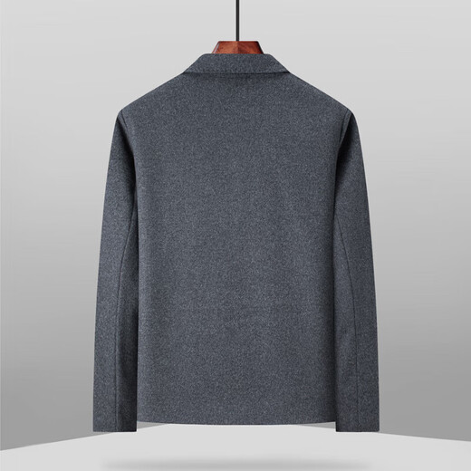 100 Pure Wool Coat Jacket Men's Autumn and Winter Lapel Business Casual Middle-aged Woolen Jacket Gray 2XL (160-175)