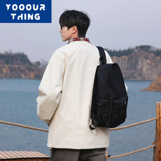 YOOOURTHING Jacket Men's 2025 Spring Autumn Winter Teenage Students Loose Versatile Trendy Handsome Versatile Jacket Men's Tops HJ25189-Black (Spring and Autumn) XL Recommended 125-150Jin Jin equals 0.5 kg