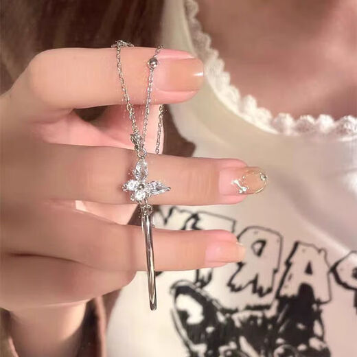 Xiaomeng Lao Phoenix S999 sterling silver half-bracelet butterfly bracelet bracelet half-chain new ins design niche light luxury bestie gift YFGF beige mini jewelry bag with material certificate Pianpian butterfly half-bracelet