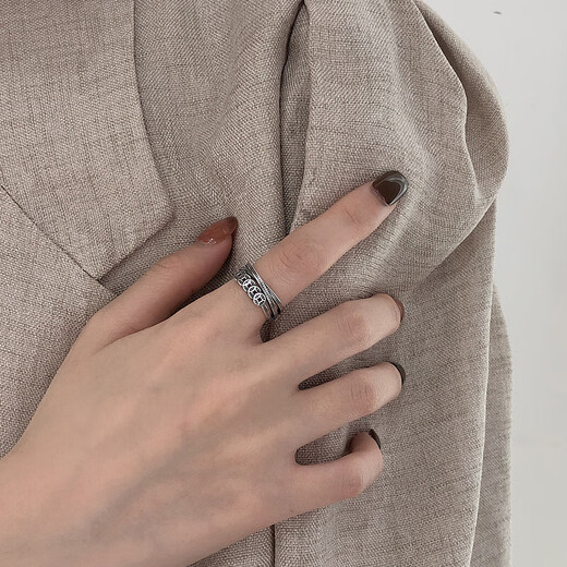 S925 sterling silver copper coin ring retro distressed ethnic style multi-layered winding ring index finger YJ267 distressed approximately 3.2 grams opening adjustable