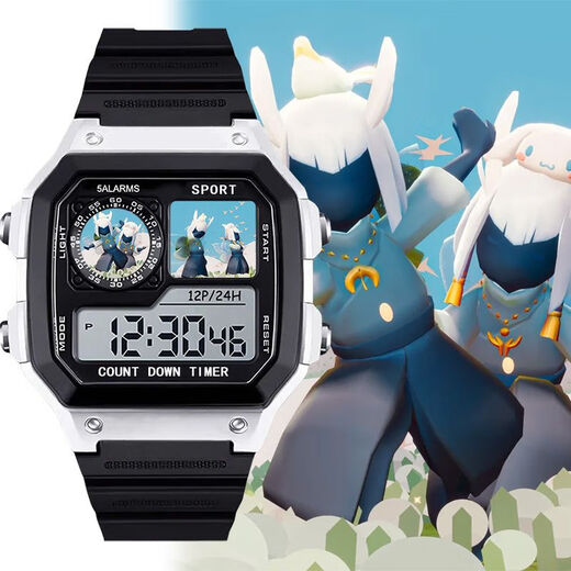 Sky Light Escape personajes de anime Customized Watch Customized Bidimensional Smart Sman Square Electronic Watch Model Model Students [Fashion Silver-Electronic Watch] Z3883 Light Escape Super Value Pack (batería extra larga + Embalaje de caja de regalo)