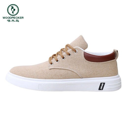 Woodpecker Old Beijing cloth shoes men's shoes summer versatile board shoes men's sports casual shoes soft sole breathable canvas shoes men's single shoes Z-898 khaki (flat * sole) 38