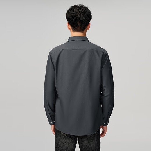 Heilan House (HLA) long-sleeved shirt men's Oxford embroidered button-down shirt men's autumn dark gray A6 41 175/96A recommended 149-160Jin Jin equals 0.5 kg