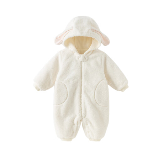 DAVE&BELLA baby girl's onesie 2025 autumn and winter new antibacterial newborn romper baby outing children's pajamas off-white ready stock 80cm (recommended height 73-80cm)
