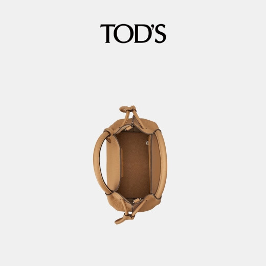 TOD'S【24期免息】官方2025新品女士TIMELESS大T扣小号皮革水桶包 棕色