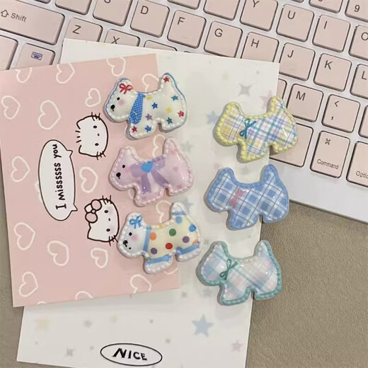 Cute hook-up Korean style cute plaid puppy hairpin women's side bangs hairpin hairpin hairpin headdress duckbill clip 6 pieces in the main picture, one for each style