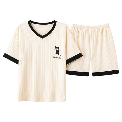 Yalu Summer Pyjamas pour les femmes en liberté de grande taille à manches courtes à manches courtes en deux pièces pour les étudiants version coréenne peut porter des vêtements à la maison à l'extérieur au printemps et à l'automne GXT6630 M (recommandé 75-95 Jin [Jin est égal à 0,5 kg]))