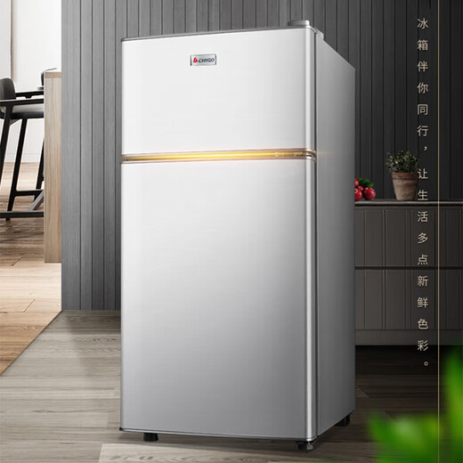 CHIGO Doppeltür-Kühlschrank für den Haushalt, klein, erstklassige Energieeffizienz, gekühlter Gefrierschrank, kleiner Kühlschrank zur Miete, Wohnheim, Wohnung, Büro, Haushalt, kleiner Kühlschrank 68 Liter + oberes Gefrierfach und untere Kühlung + erstklassige Energieeffizienz + beleuchtete Version