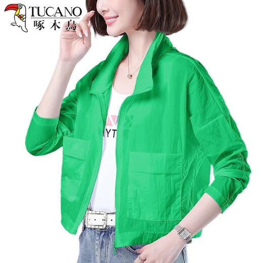 TUCANO; Woodpecker 2025 summer new style women's thin breathable sunscreen jacket casual loose age-reducing mother's sunscreen clothing trendy white thin thin M (100Jin[Jin equals 0.5 kg])