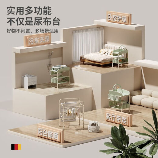 蕉京尿布台带护栏优乐博尿布台婴儿护理台多功能婴儿用品洗澡换尿布移 尿布台 豪华版【玩具架+小水盆】