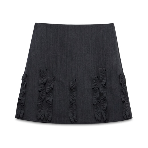 EGGKA gray design earring suit material skirt women's summer new high-waist temperament A-line armless skirt gray L