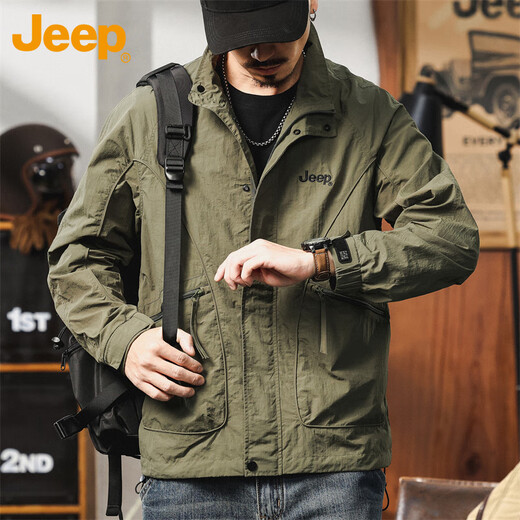Jeep (JEEP) jacket men's autumn and winter jacket men's jacket casual loose assault work clothes tops men's military green L