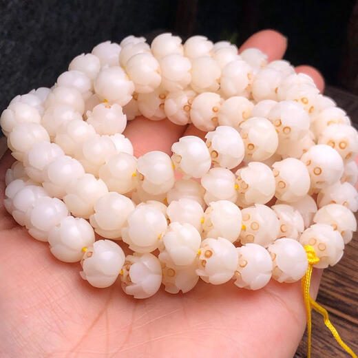 妙聚福 白玉菩提根精雕带皮莲花散珠 108颗南瓜珠多宝彩色圆珠diy配饰 彩色多宝祥云圆珠11-12108颗 收