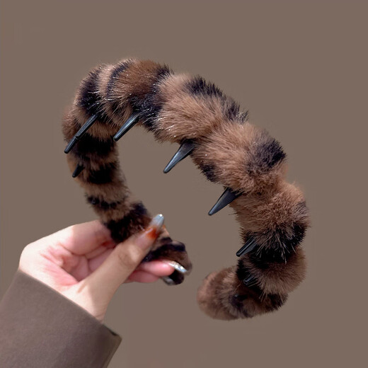 Songchuang Mengyu Autumn and winter cute KT cat headband hair accessories milk coffee color fashionable cat ear hairband sweet cartoon coffee color flower Kitty cat headband-head style