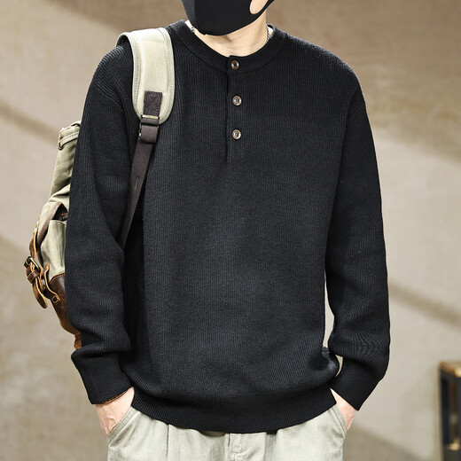 Jingulai American heavyweight retro sweater for men in autumn and winter new thickened tough guy Henry collar sweater men's sweater jacket brown M weight 100-130 Jin Jin equals 0.5 kg